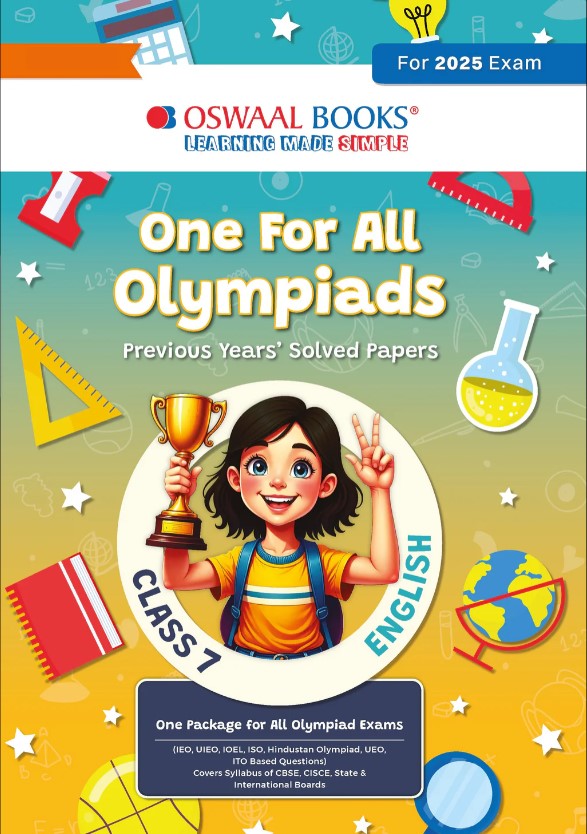 Oswaal One for All Olympiads Chapter-wise Previous Years Solved Papers, Prep-Guide Class 7 English For 2025 Exam